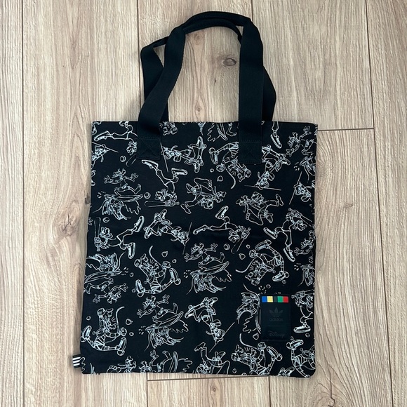 Adidas x Disney Goofy Characters Art black Fabric Reusable Shopper Tote … - Picture 1 of 5